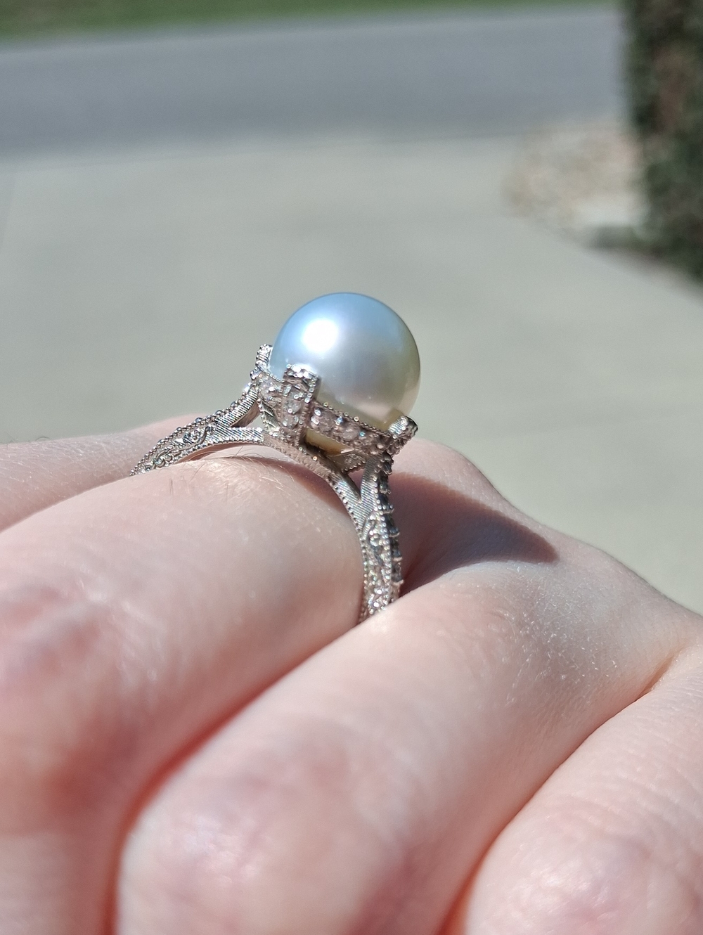 American pearl South sea pearl antique style ring size 8